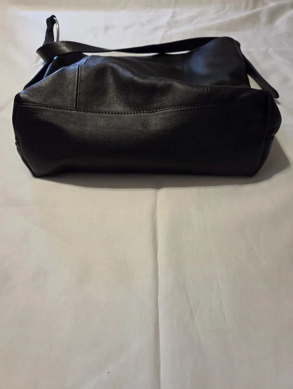 Black Leather Shoulder Bag with Silver Ring Detail, NorthStyle